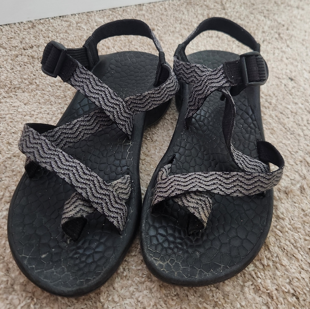 Black and Gray Chaco Sandals (9)